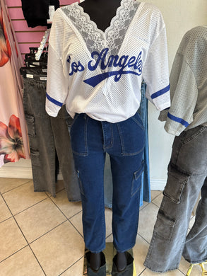 Los Angeles jersey lace top white