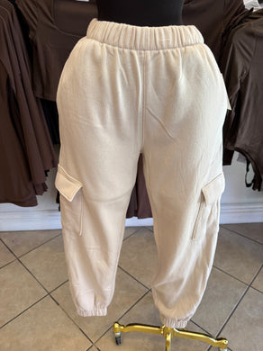 Cream beige cargo sweats