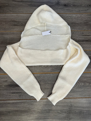 Bolero knit shrug with hoodie