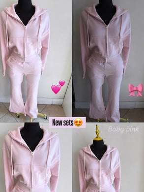 Baby pink zip up set