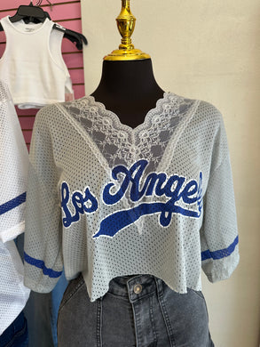 Los Angeles jersey lace top