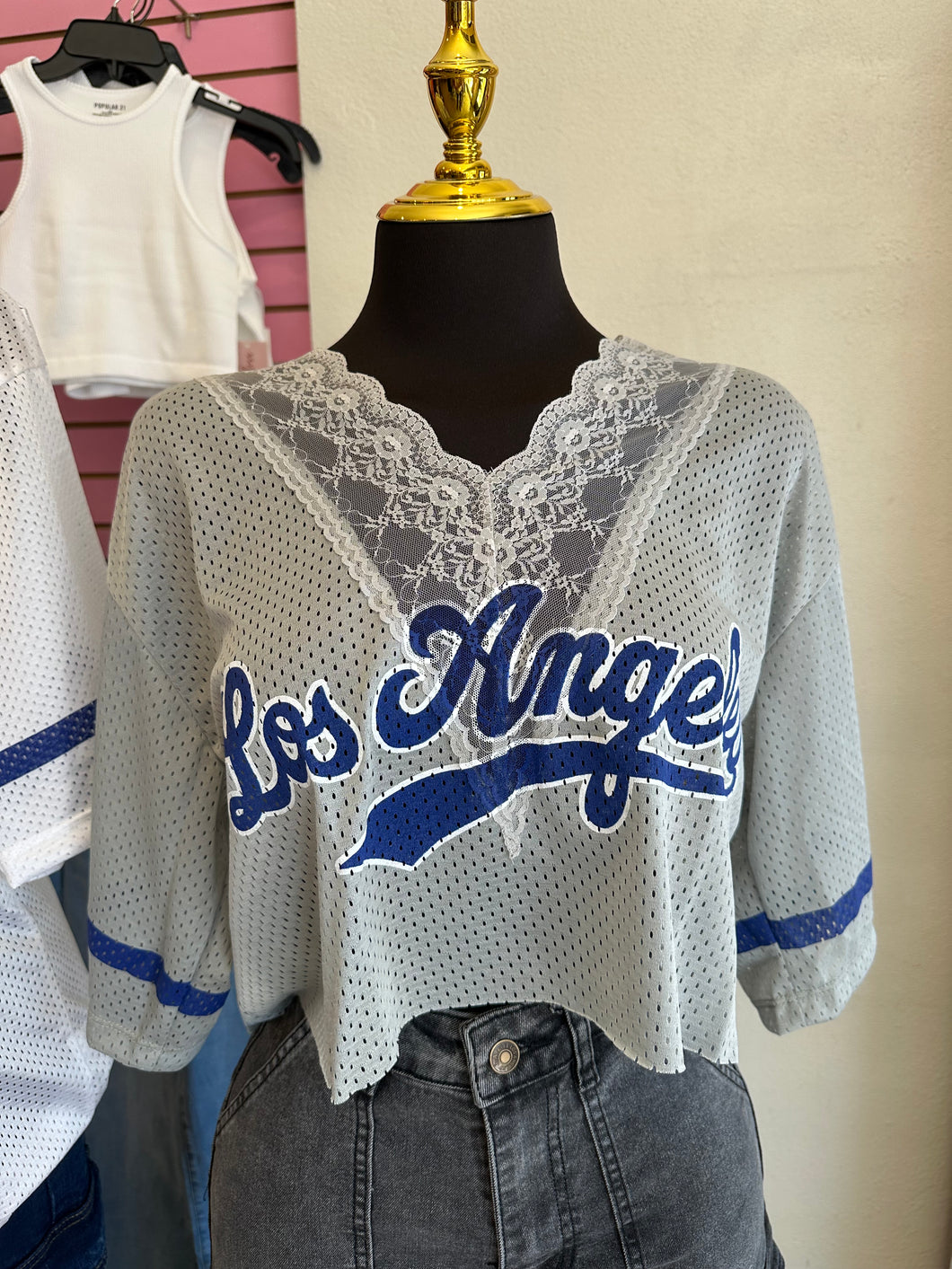Los Angeles jersey lace top