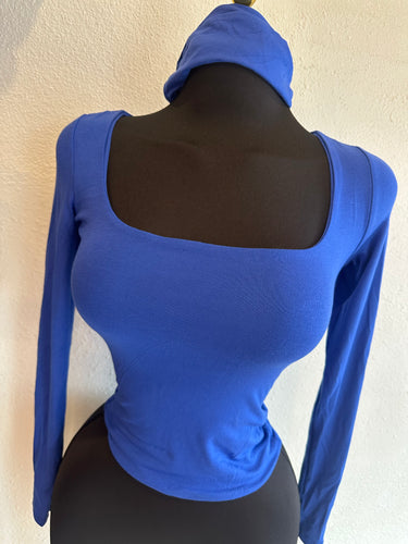 Royal blue double layered long sleeve w/ headband