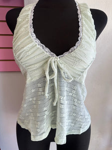 Natty Sage halter open back top
